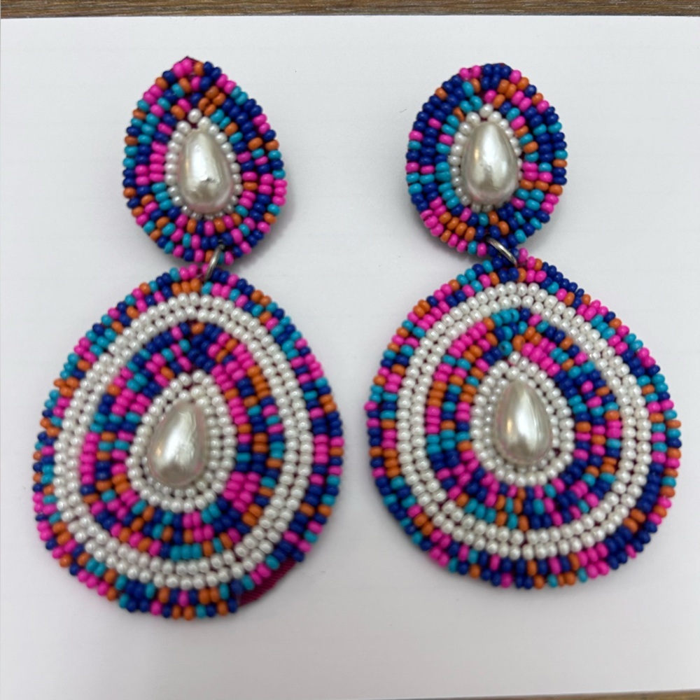 Colorful Beaded Drop Earrings